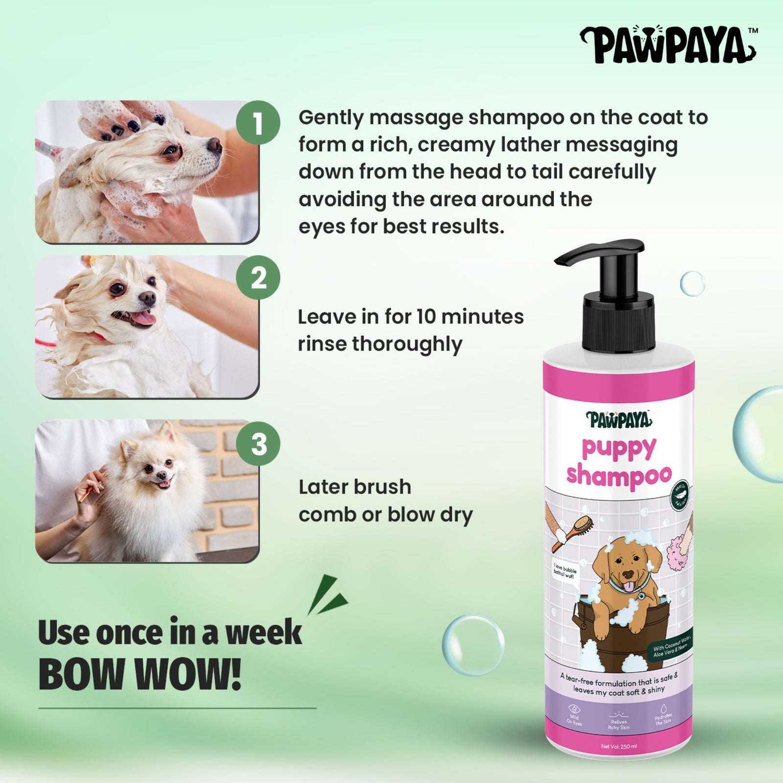 Pawpaya Puppy Shampoo- 250ml product image 5 - Rufftail Pune