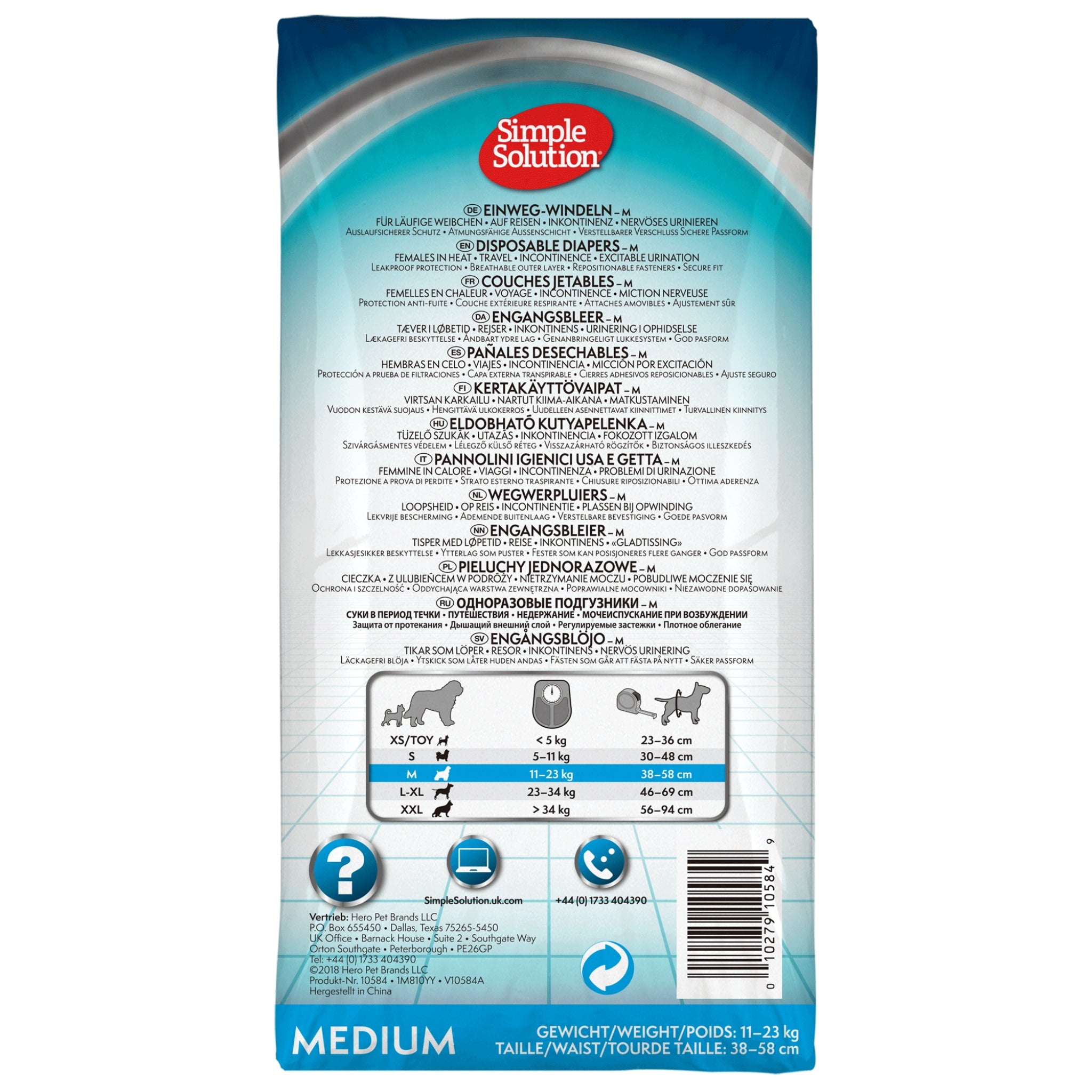 Simple Solution Disposable Dog Diapers – Pack of 12 Pads - Rufftail