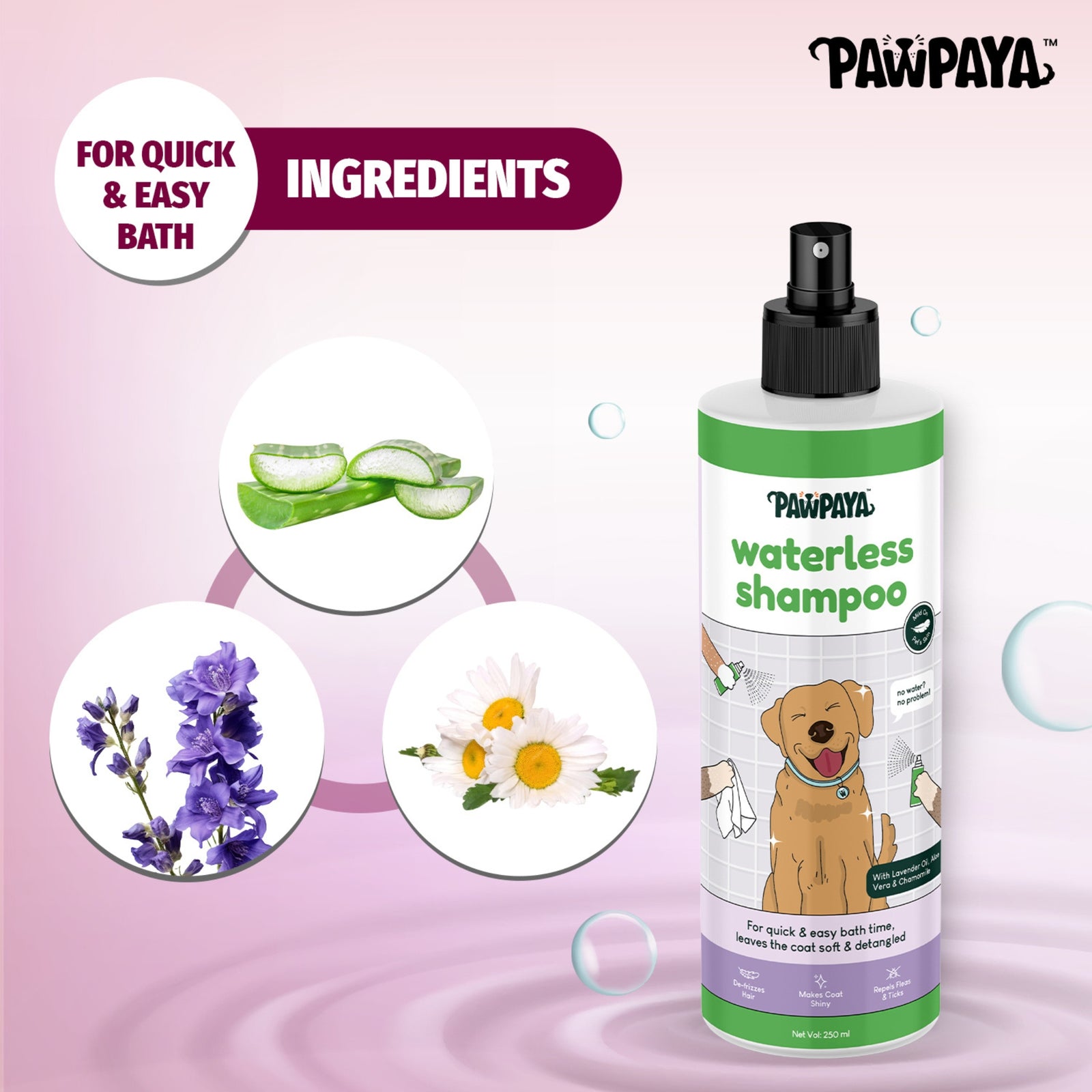 Pawpaya Waterless Pet Shampoo- 250ml product image 6 - Rufftail Pune