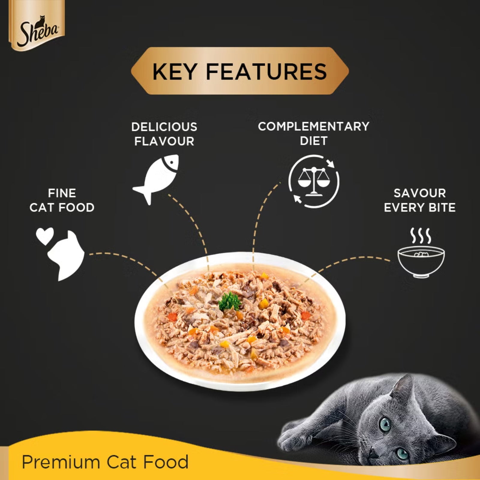 Sheba Rich Premium Tuna Pumpkin & Carrot In Gravy Adult Wet Cat Food - 70 gm Packs - Rufftail
