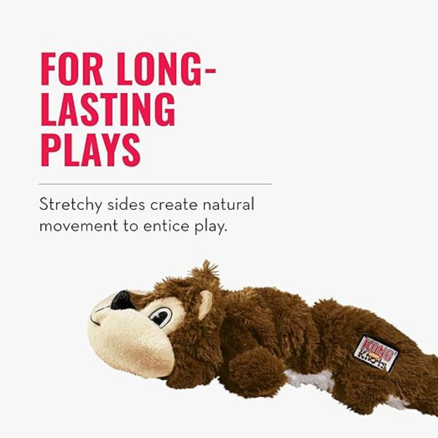 KONG Scrunch Knots Squirrel Dog Toy - Durable, Squeaker (Small/Medium)