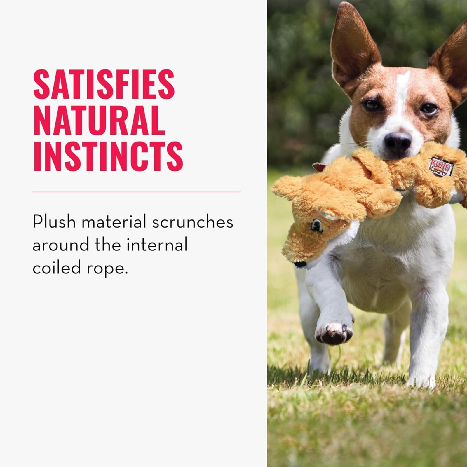 KONG Scrunch Knots Squirrel Dog Toy - Durable, Squeaker (Small/Medium) - Rufftail