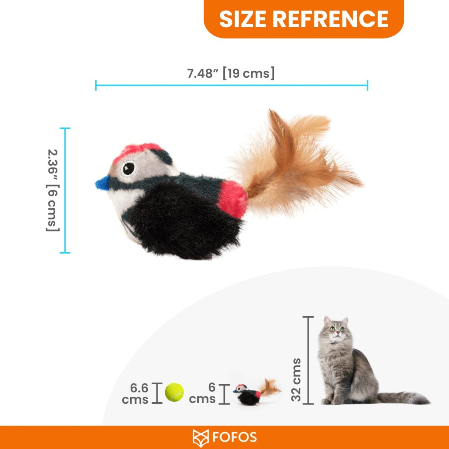 Fofos Black Bird with Catnip Balls Cat Toy - Black - Rufftail