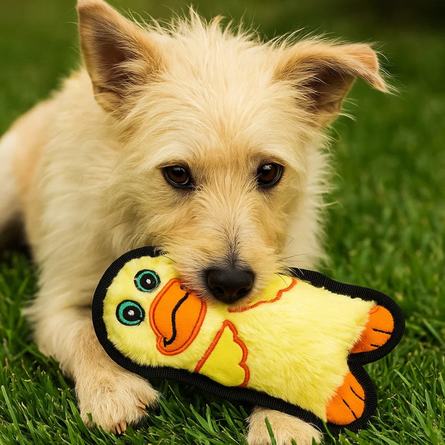 Outward Hound Durablez Tough Plush Squeaky Duck Dog Toy - Yellow XS