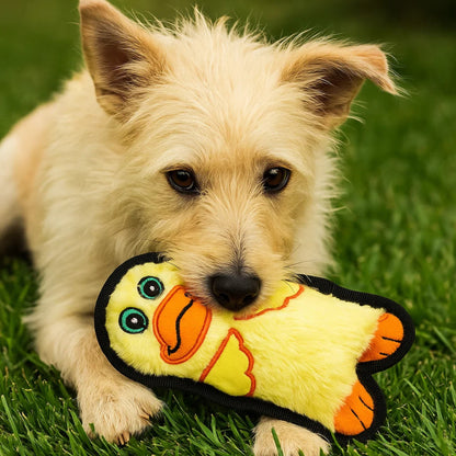 Outward Hound Durablez Tough Plush Squeaky Duck Dog Toy - Yellow XS
