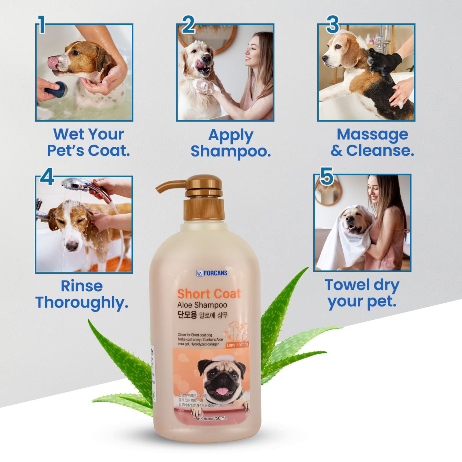 Forcans Short Coat Aloe Dog Shampoo - 750 ml - Rufftail