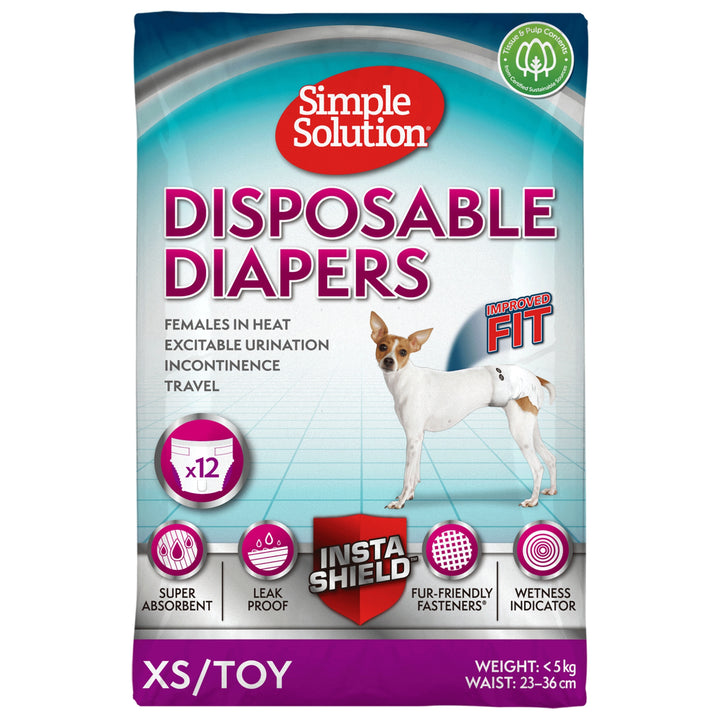 Simple Solution Disposable Dog Diapers- Pack of 12 Pads - Rufftail Pune
