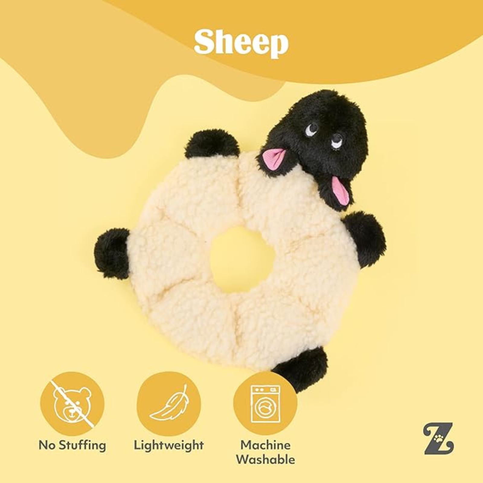 Zippy Paws Loopy – Sheep 7 round squeakers Dog Toy product image 5 - Rufftail Pune