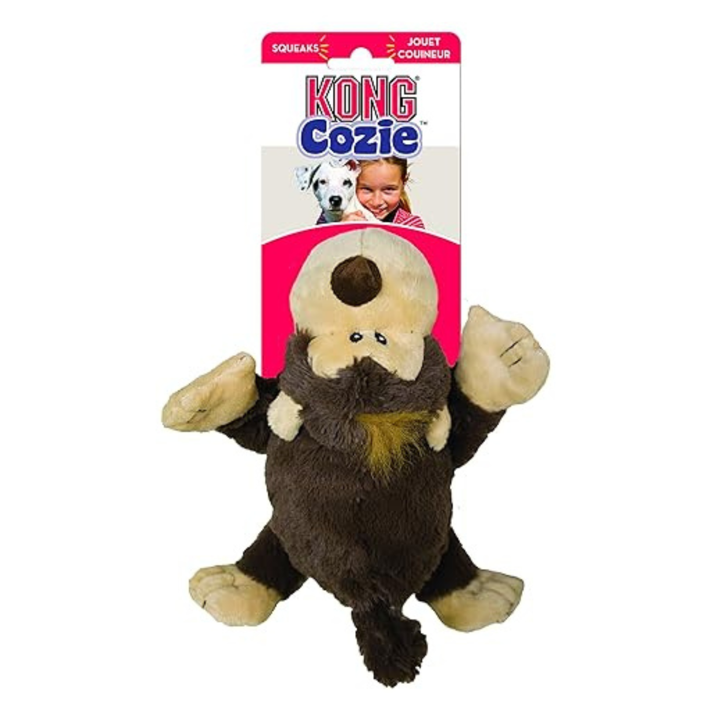 KONG Cozie Funky Monkey Dog Toy -  Interactive Squeaker for Puppies Small Dog Breeds