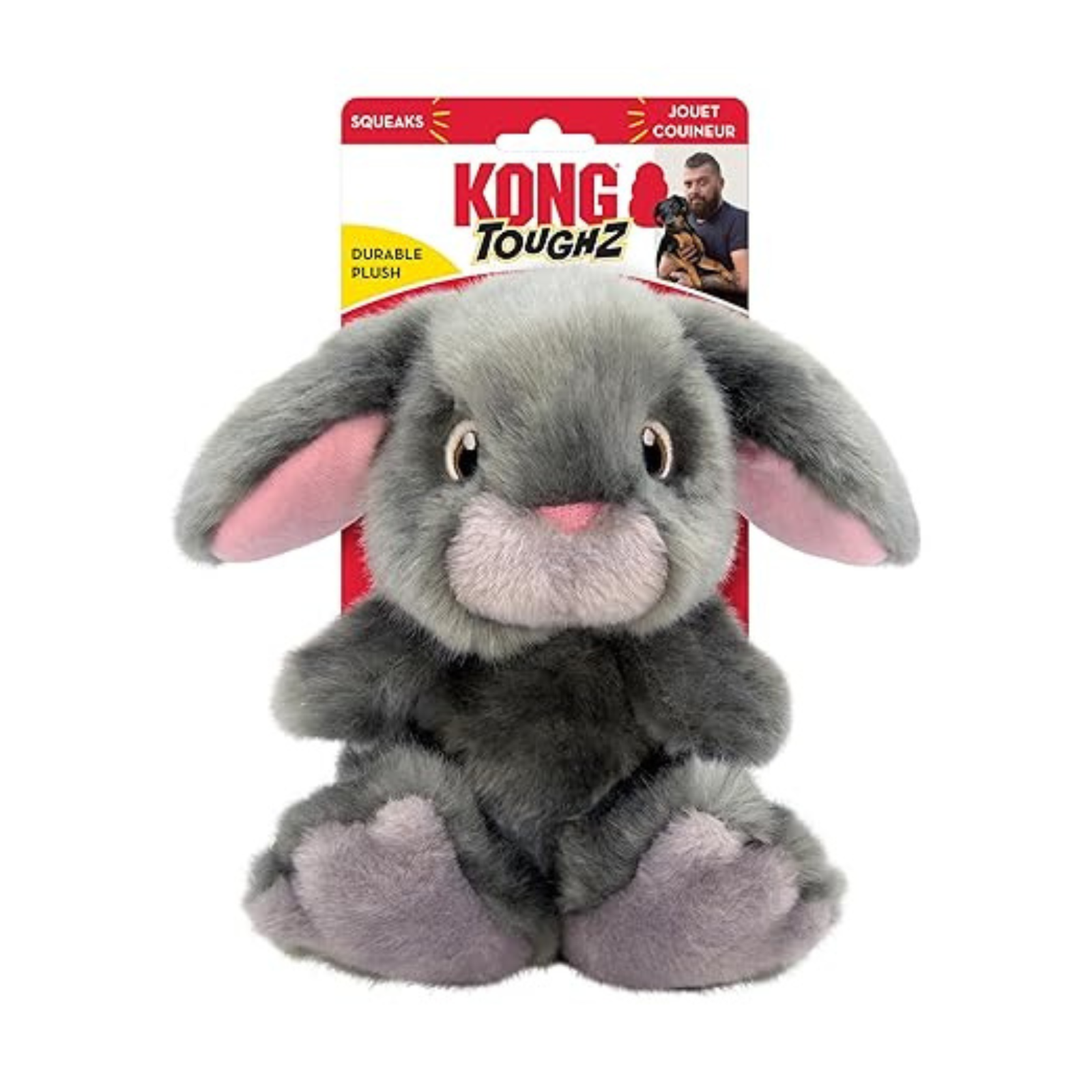KONG Toughz Durable Plush Soft & Squeaky Dog Toy (Bunny) - Rufftail