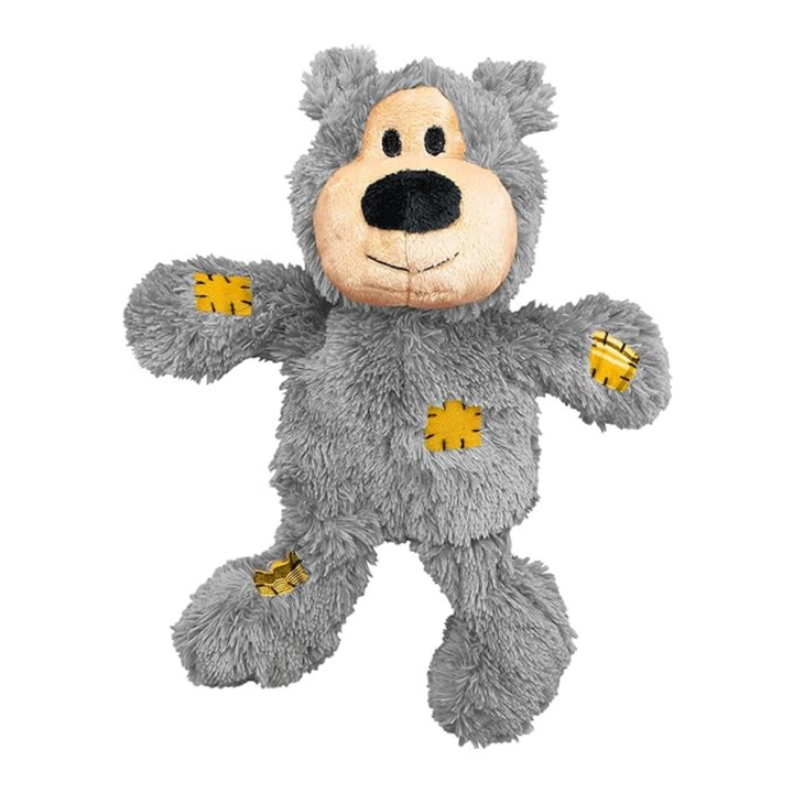 KONG Wild Knots Bear Dog Toy Soft Plush with Internal Rope Skeleton Medium/Large (Grey) - Rufftail