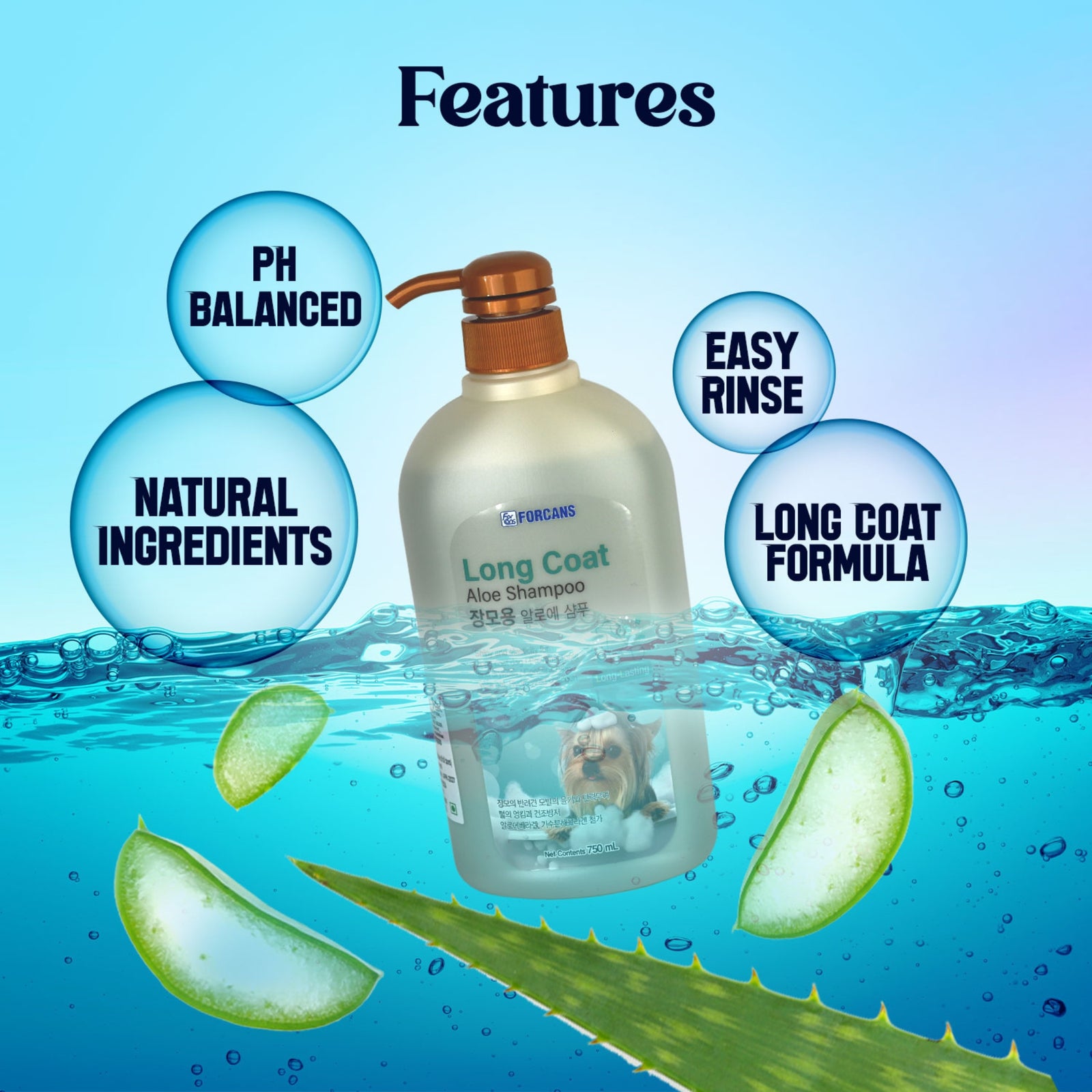 Forcans Long Coat Aloe Shampoo- 750 ml product image 4 - Rufftail Pune