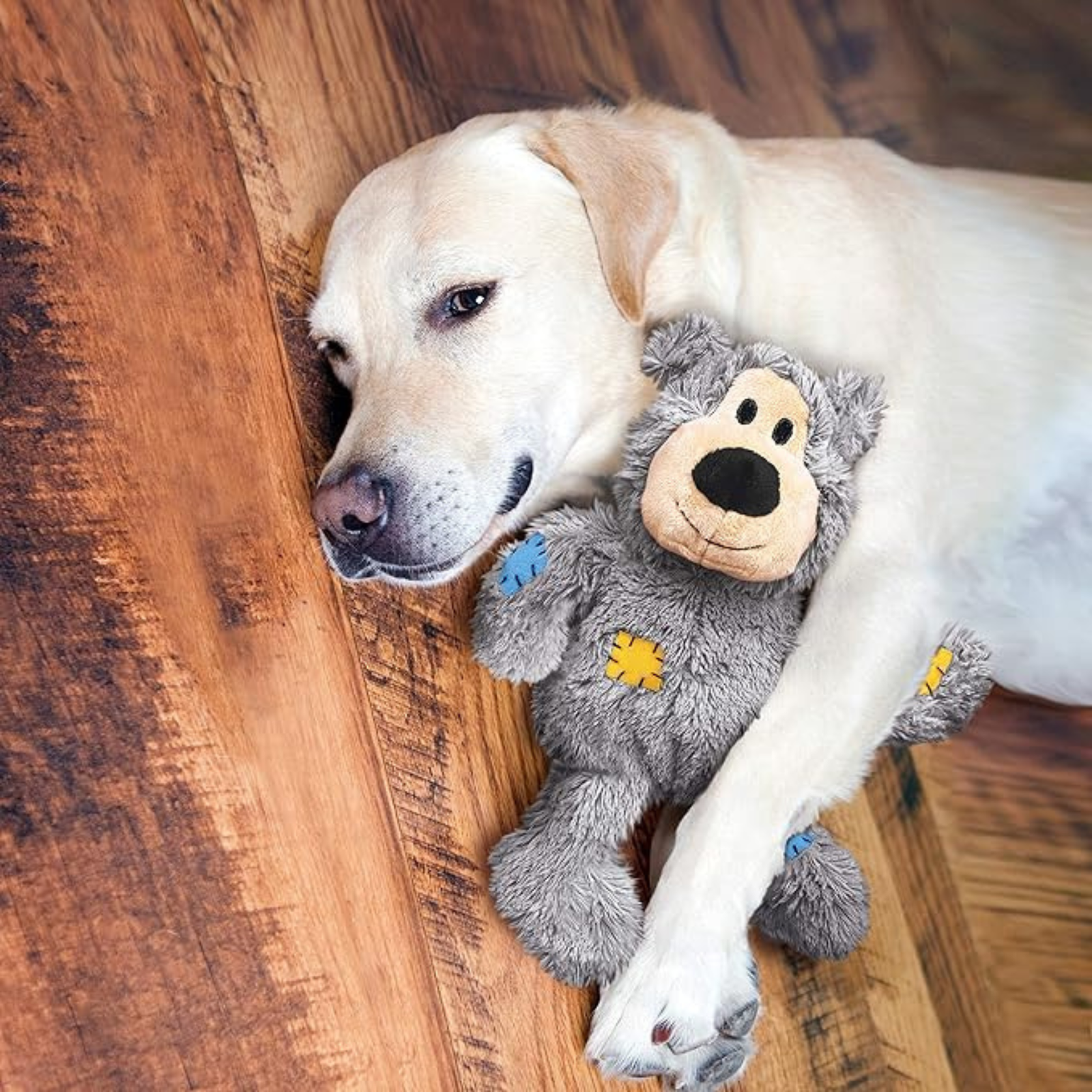 KONG Wild Knots Bear Dog Toy Soft Plush with Internal Rope Skeleton Medium/Large (Grey) - Rufftail