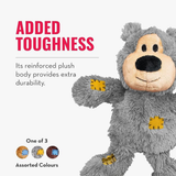 KONG Wild Knots Bear Dog Toy Soft Plush with Internal Rope Skeleton Medium/Large (Grey) - Rufftail