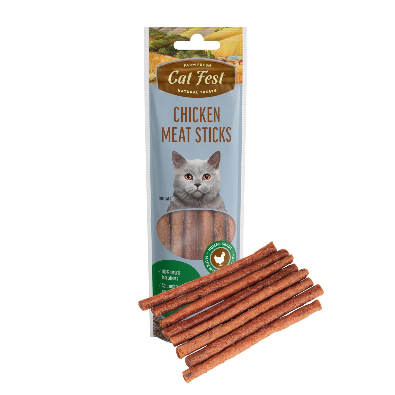 CatFest Meat Sticks Chicken Natural Cat Treat -All Cat Breeds - Rufftail