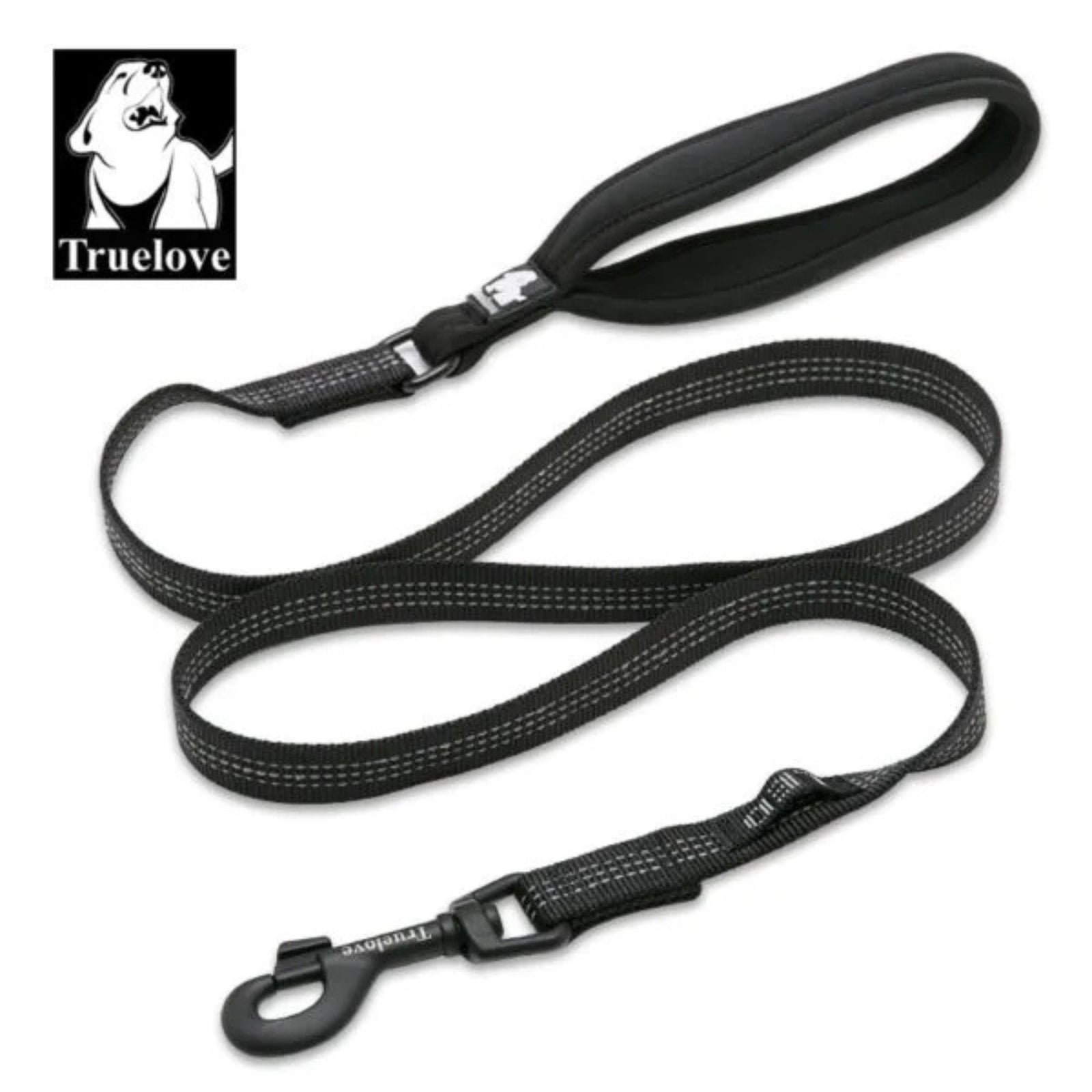 TRUELOVE Nylon Dog Leash: Durable, Reflective & Comfortable - Black - Rufftail
