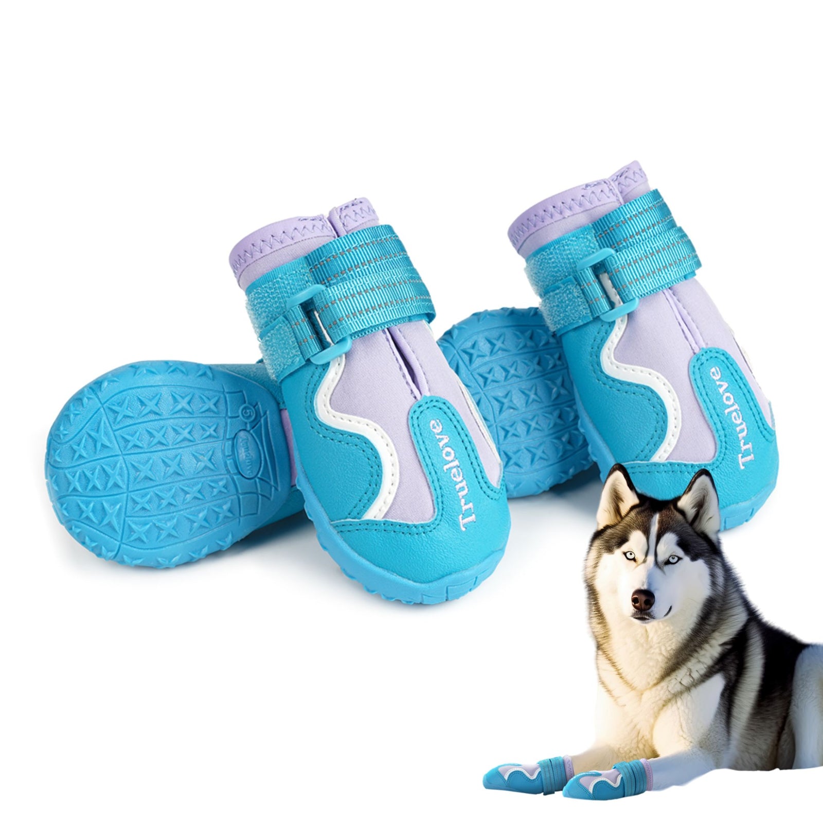 Truelove Reflective Waterproof & TPR Sole Dog Shoes - Set Of 4 Pinecone/Glazed Ginger - Rufftail