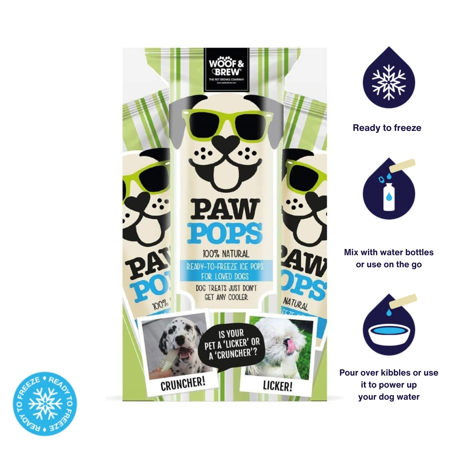 WOOF&BREW Paw Pops Freeze Pops - Cat & Dog Treat (6 x 50ml) – Unique treat or gift for Dogs and Cats all year round - Rufftail
