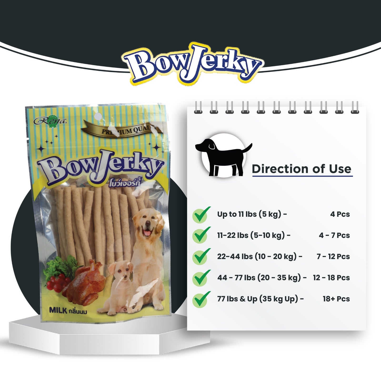 Rena BowJerky Milk Sticks Treats- 200g product image 5 - Rufftail Pune