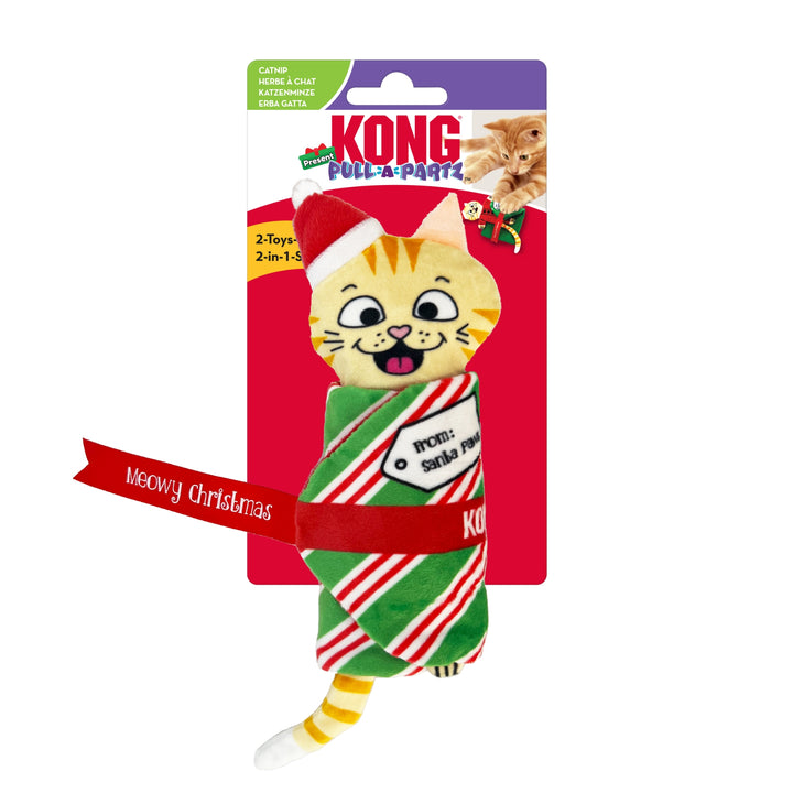 KONG Holiday Pull-A-Part Present Cat Toys- Fun & Engaging Toys - Rufftail