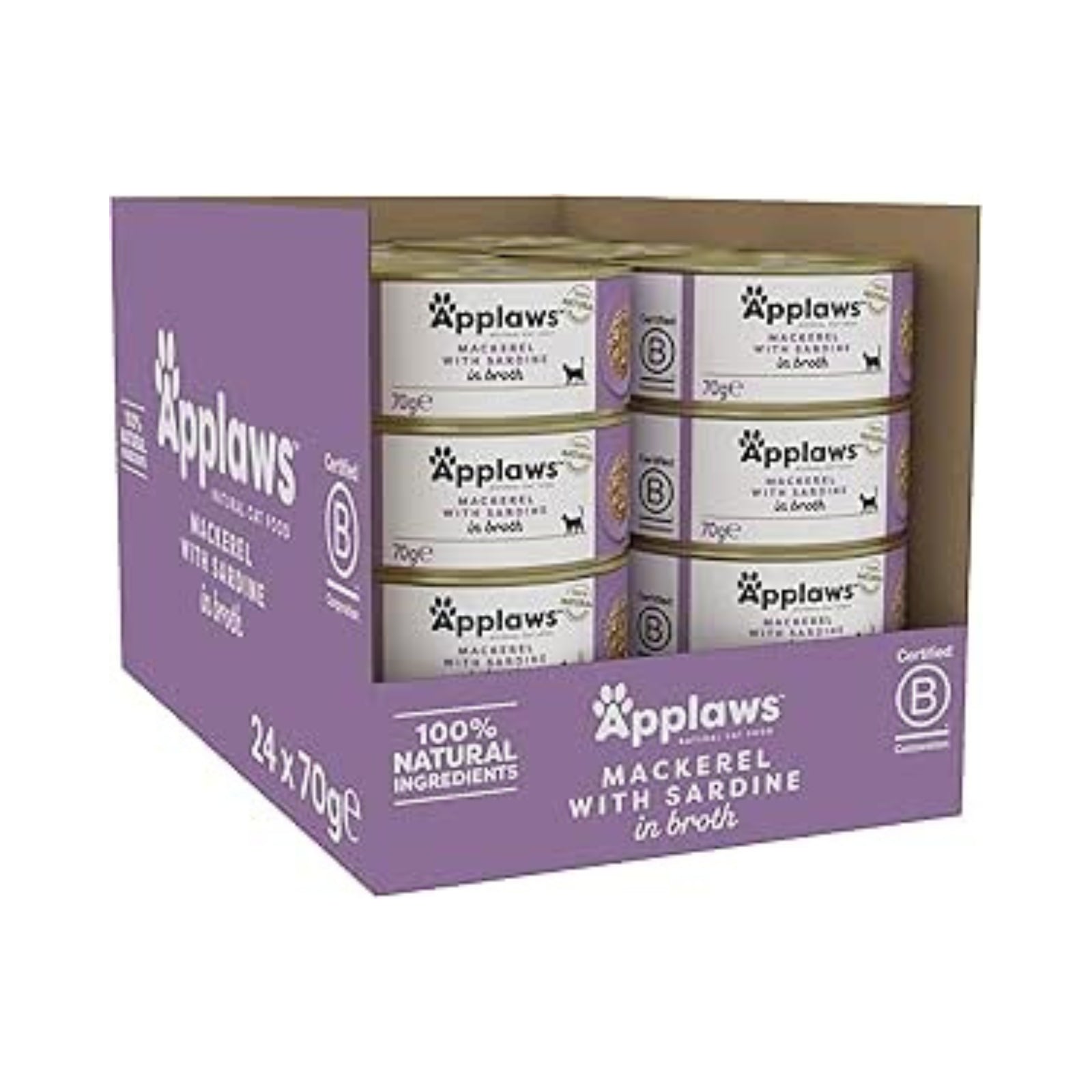 Applaws Mackerel with Sardine in Broth - Cat Wet Food Can (24 x 70g) - Rufftail