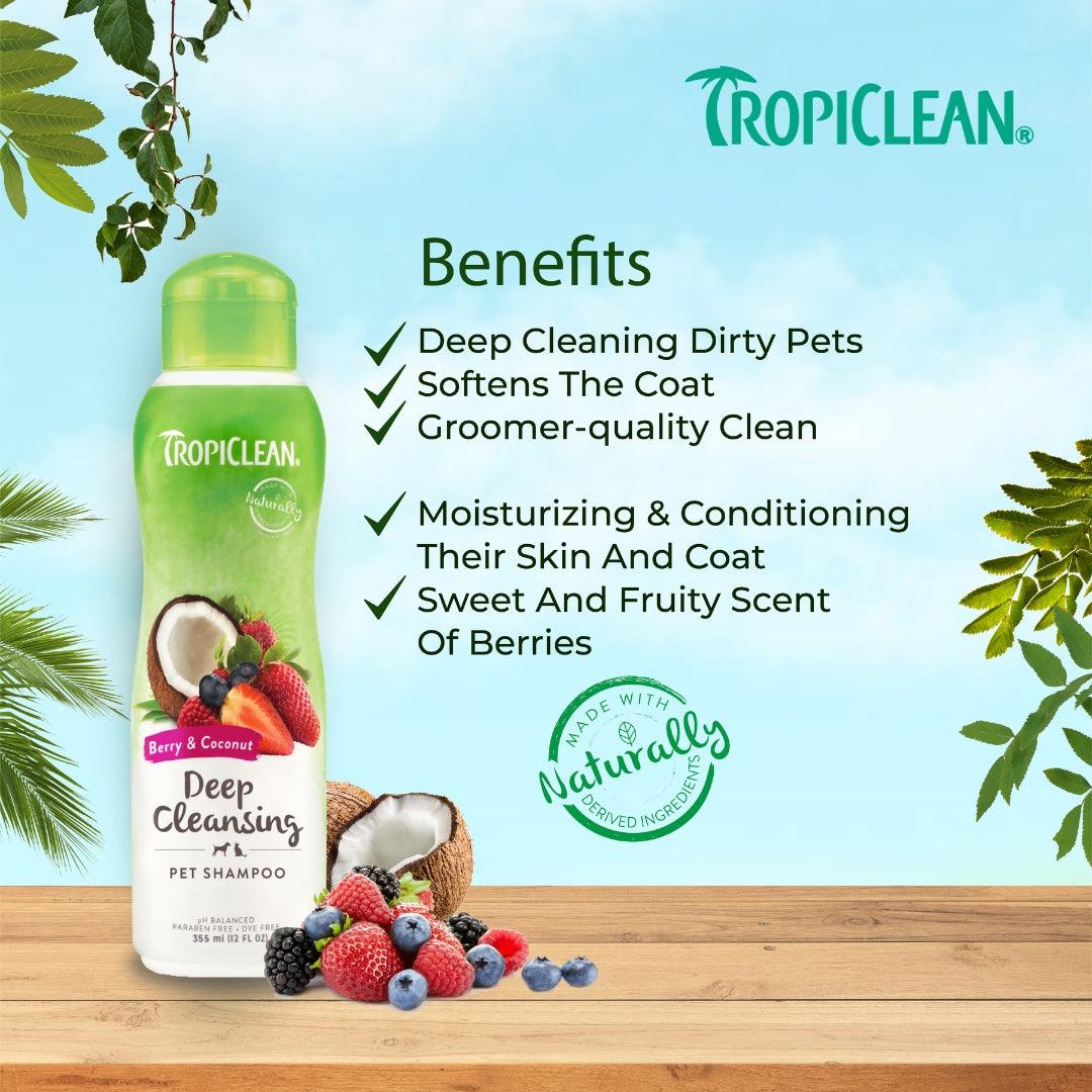 Tropiclean Berry and Coconut Deep Cleansing Shampoo for Pets - 355 ml - Rufftail