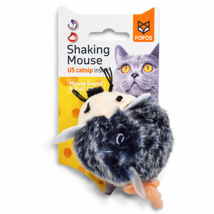 BarkButler x Fofos Pull String & Sound Chip Mouse Electronic Cat Toy- Gray - Rufftail Pune