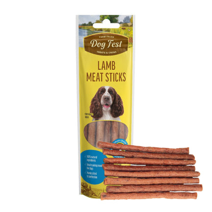 Dogfest Lamb Meat Sticks - High Protein, Natural Dog Meat Treats - Rufftail