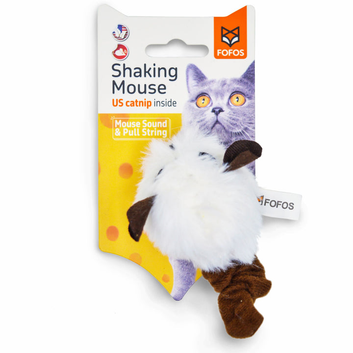 BarkButler x Fofos Pull String & Sound Chip Mouse Electronic Cat Toy- White - Rufftail Pune