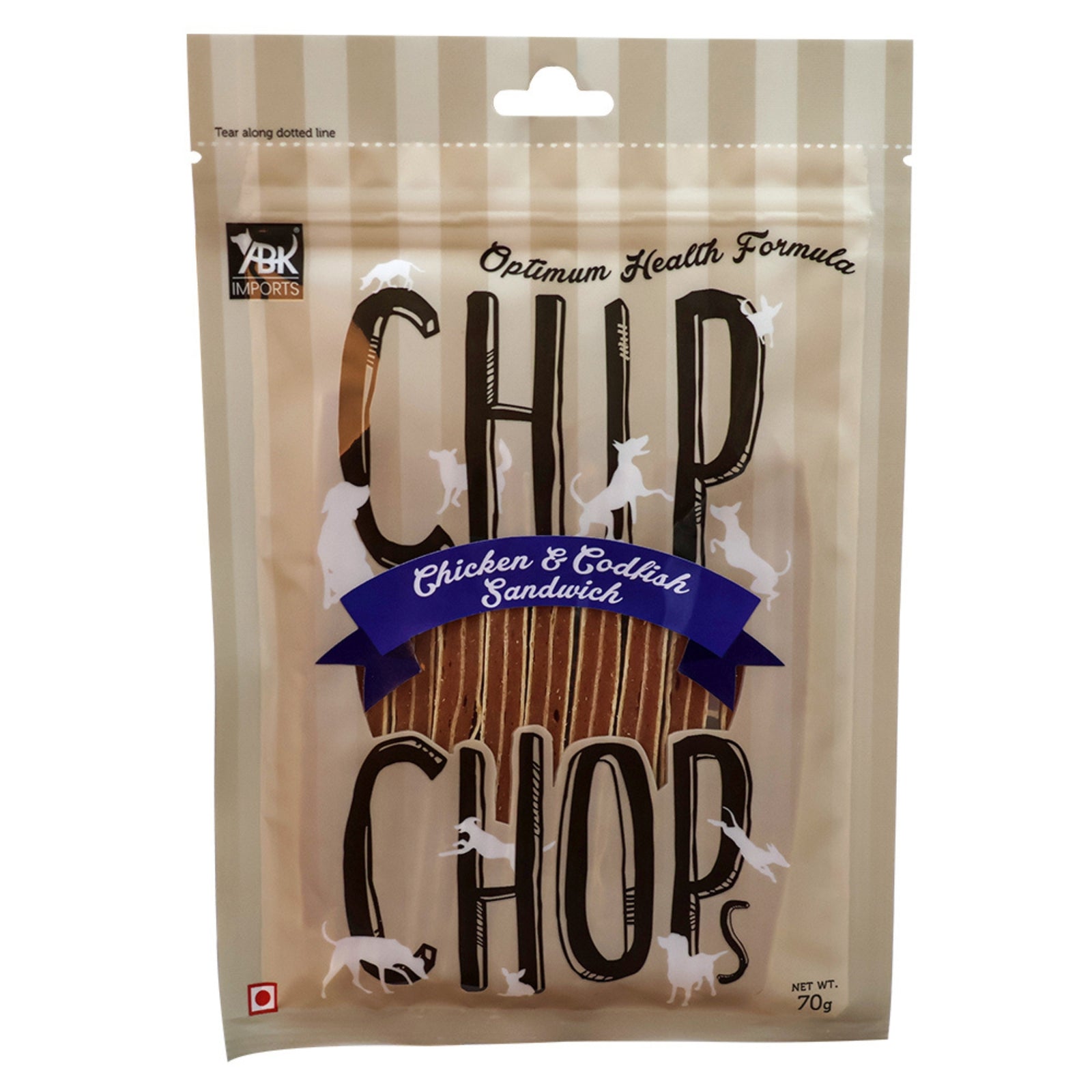 Chip Chops Chicken & Codfish Sandwich Treats- 70g - Rufftail Pune