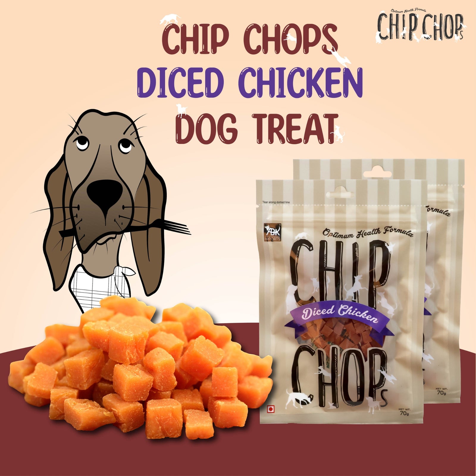 Chip Chops Diced Chicken dog treats 70g - Rufftail