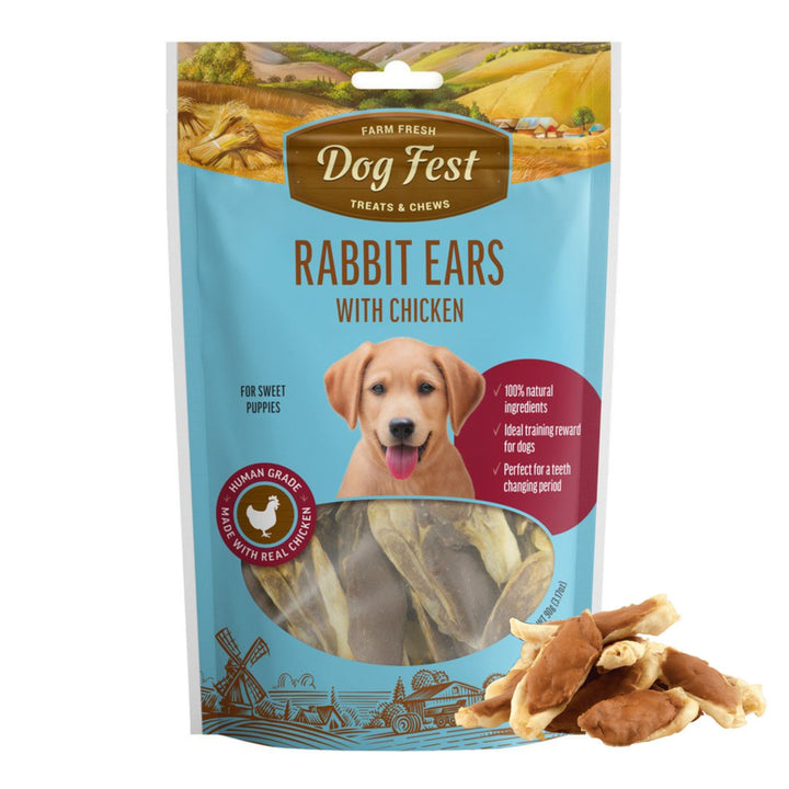 Dogfest Rabbit Ears with Chicken Puppy Treats - Healthy & Natural - Rufftail