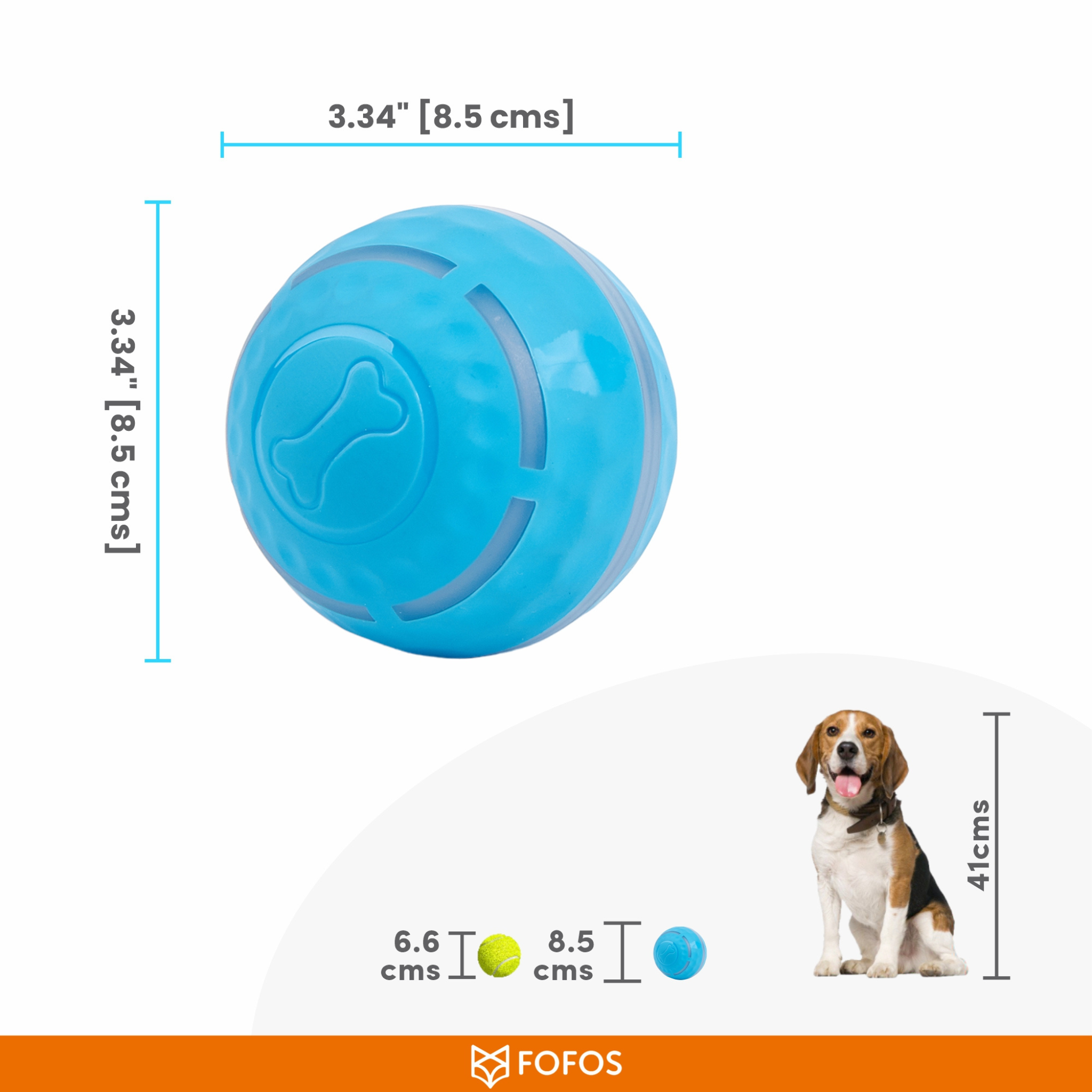 BarkButler x FOFOS Active Rolling Ball Dog Toy - Blue, with LED Lights