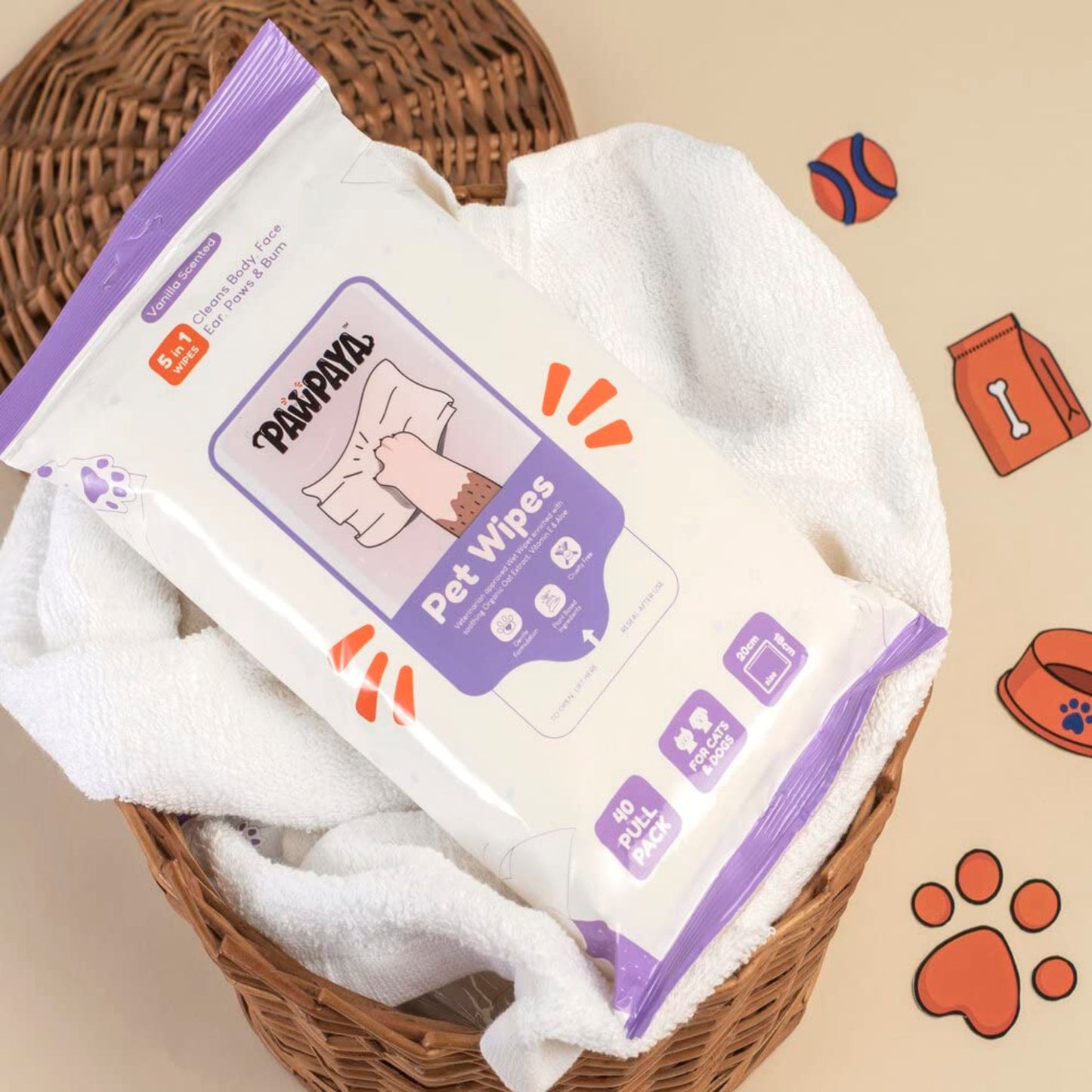 Pawpaya Pet Wipes Made for All Cats & Dogs