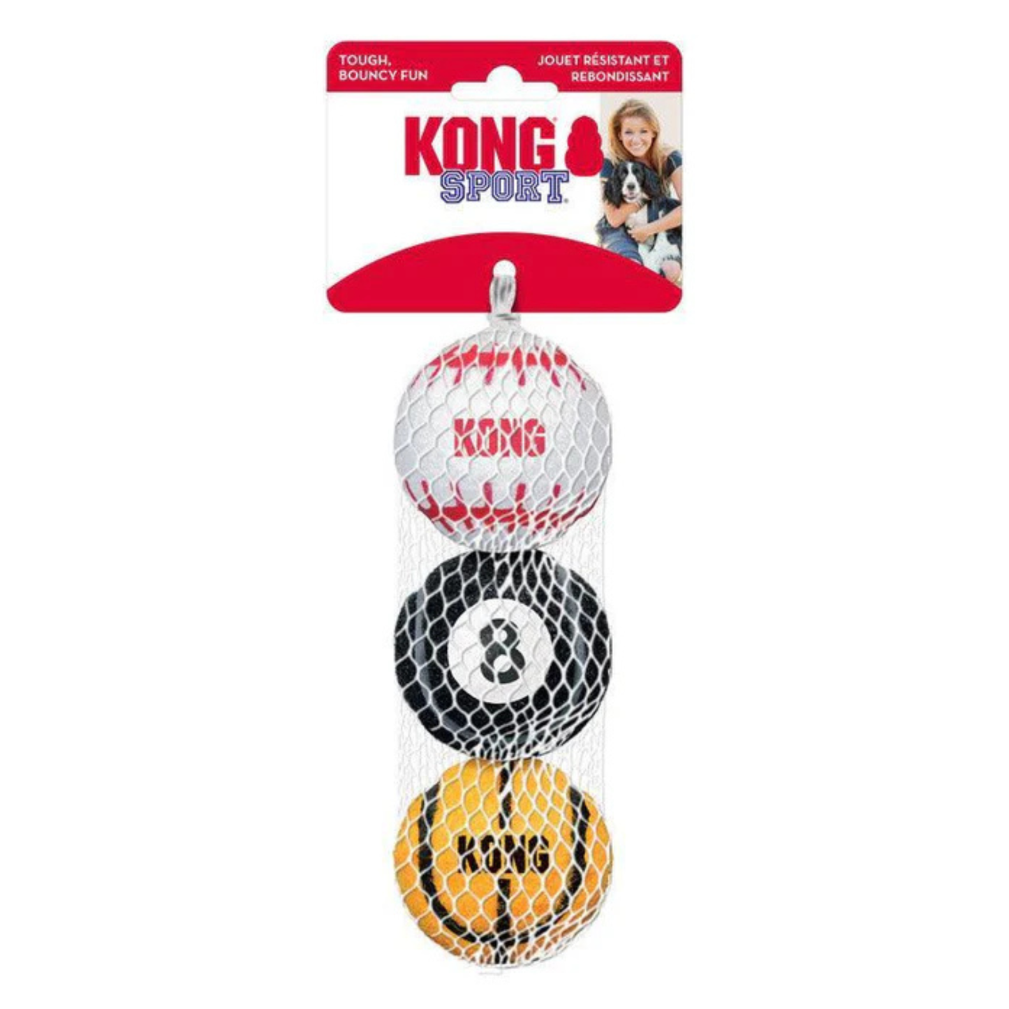 KONG Sport Balls Dog Toy - Safe, Bouncy Fetch Tennis Ball Medium (Pack of 3) - Rufftail