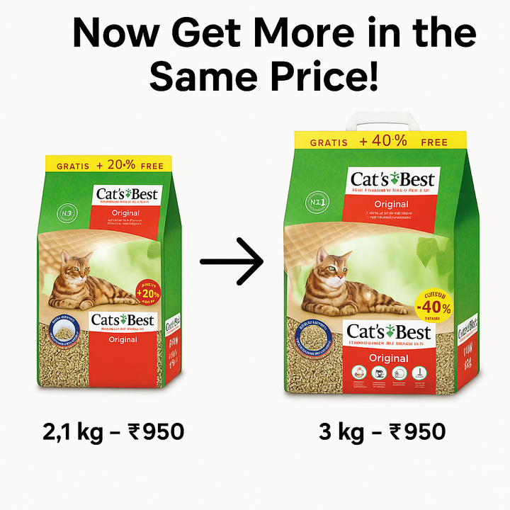 Cat's Best Original Wood Based Clumping Cat Litter- 2.1 kg + 40% extra - Rufftail Pune