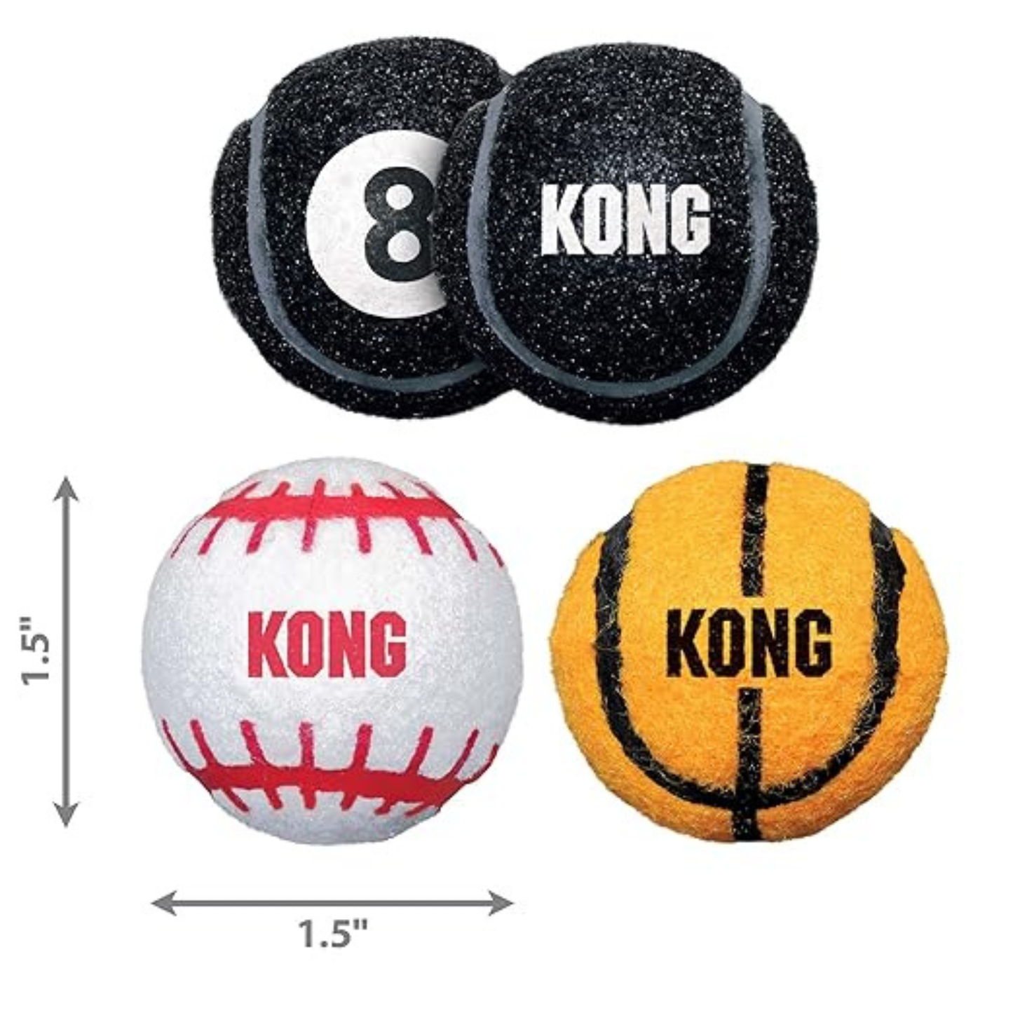 KONG Sport Balls 3-Pack Dog Toy Small Assorted