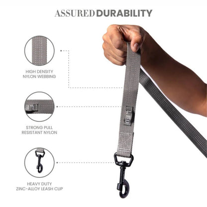 TRUELOVE Nylon Dog Leash: Durable, Reflective & Comfortable - Grey - Rufftail