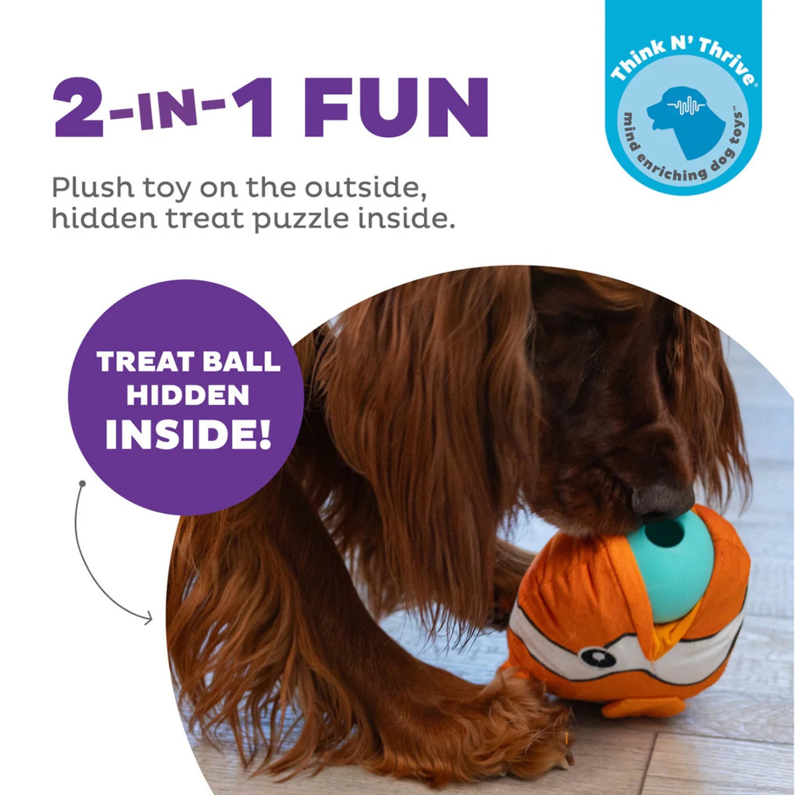Outward Hound Big Mouth Clown Fish Orange- Hidden Treat Ball Inside - Rufftail