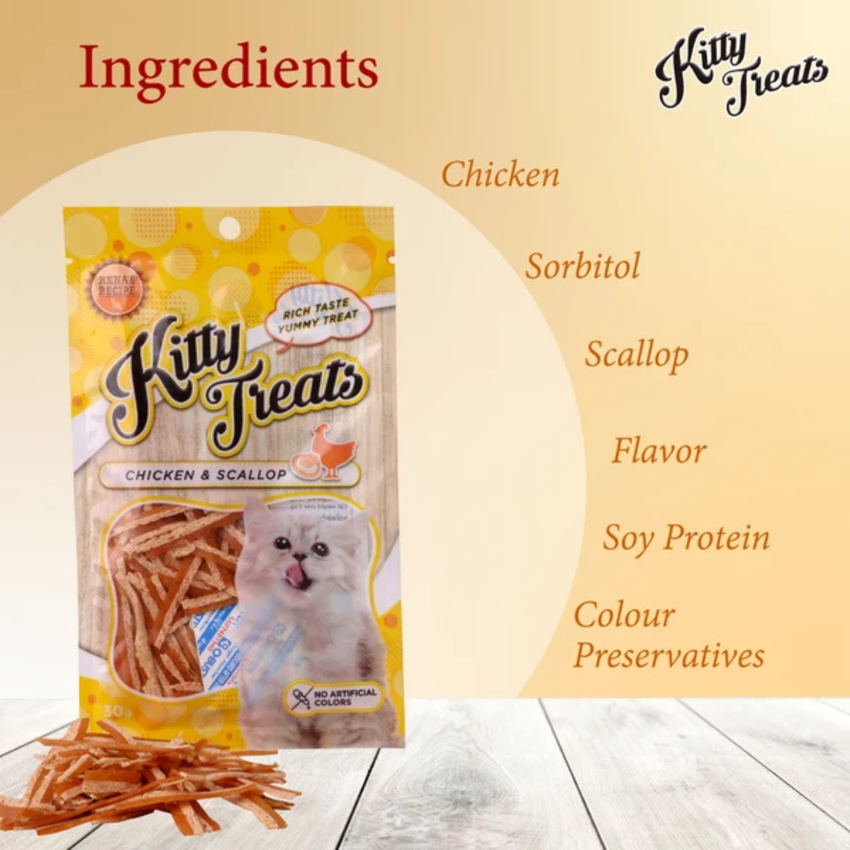 Kitty Treats Chicken with Scallop Flavour Cat Treats 30g