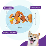 Outward Hound Big Mouth Clown Fish Orange- Hidden Treat Ball Inside - Rufftail