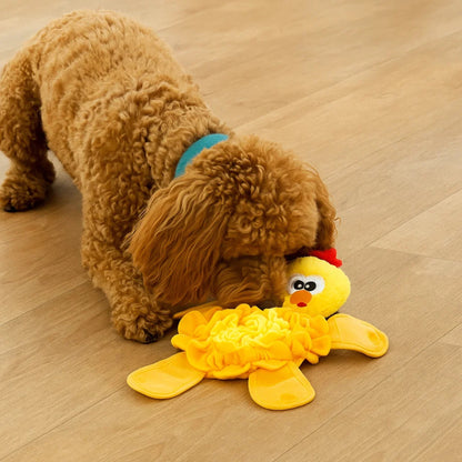 Outward Hound Snuffle Palz Plush Snuffle Dog Treat Puzzle Mat - Yellow Chicken