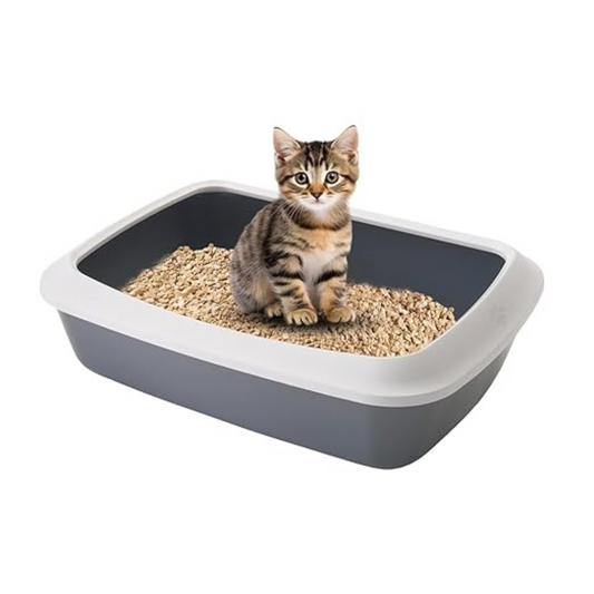 Savic Iriz Cat Litter Tray with Rim, 20 - Cold Grey - Rufftail