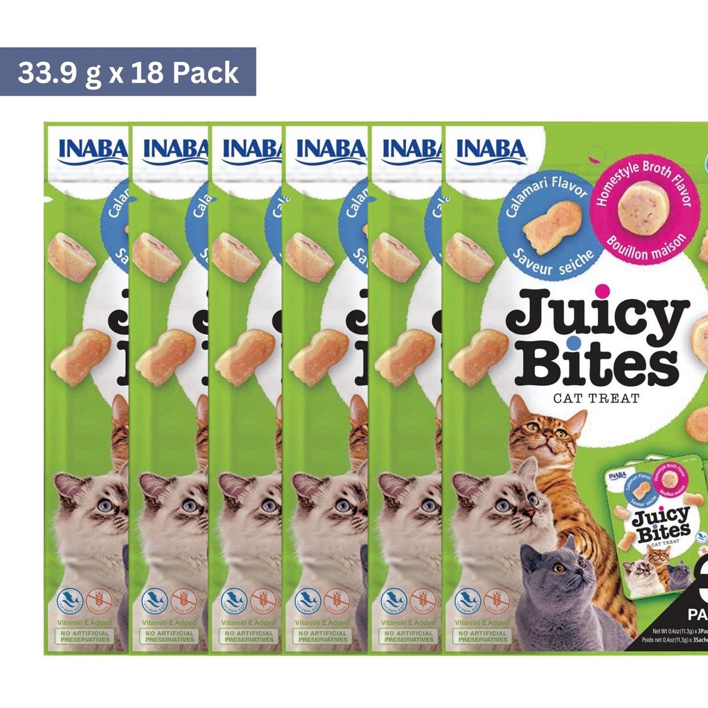 Inaba Juicy Bites Homestyle Broth & Calamari Flavor Cat Treat (33.9 g)