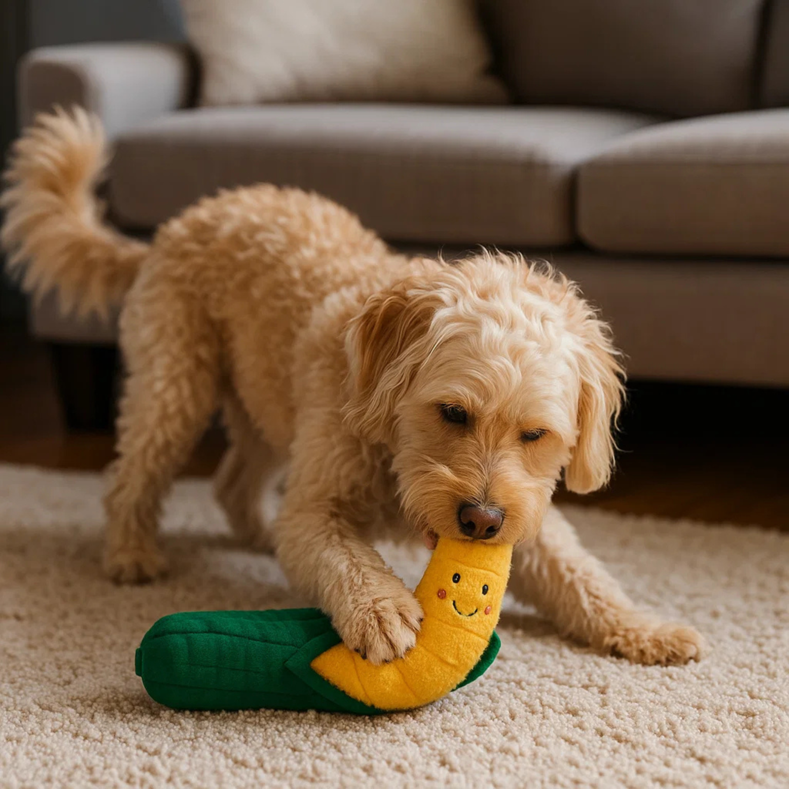 Zippy Paws Jigglerz Corn - Squeaky Plush Large Dog Toy