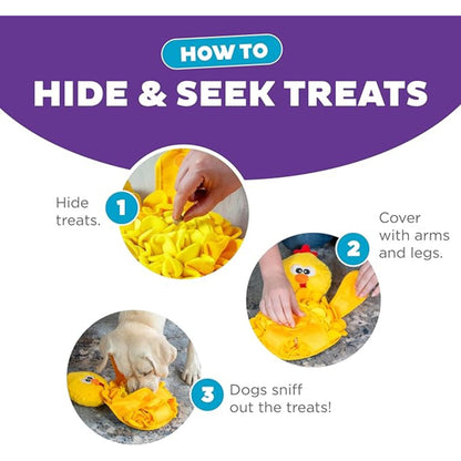 Outward Hound Snuffle Palz Plush Snuffle Dog Treat Puzzle Mat - Yellow Chicken