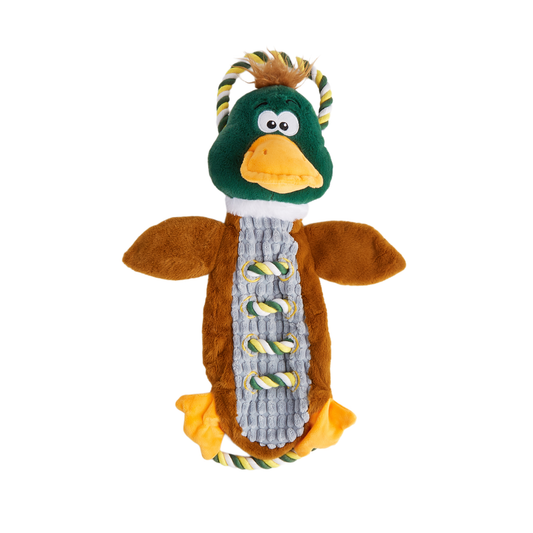FOFOS Dog Toy Mallard Duck Rope Tug - Soft, Squeaky & Rope Toy