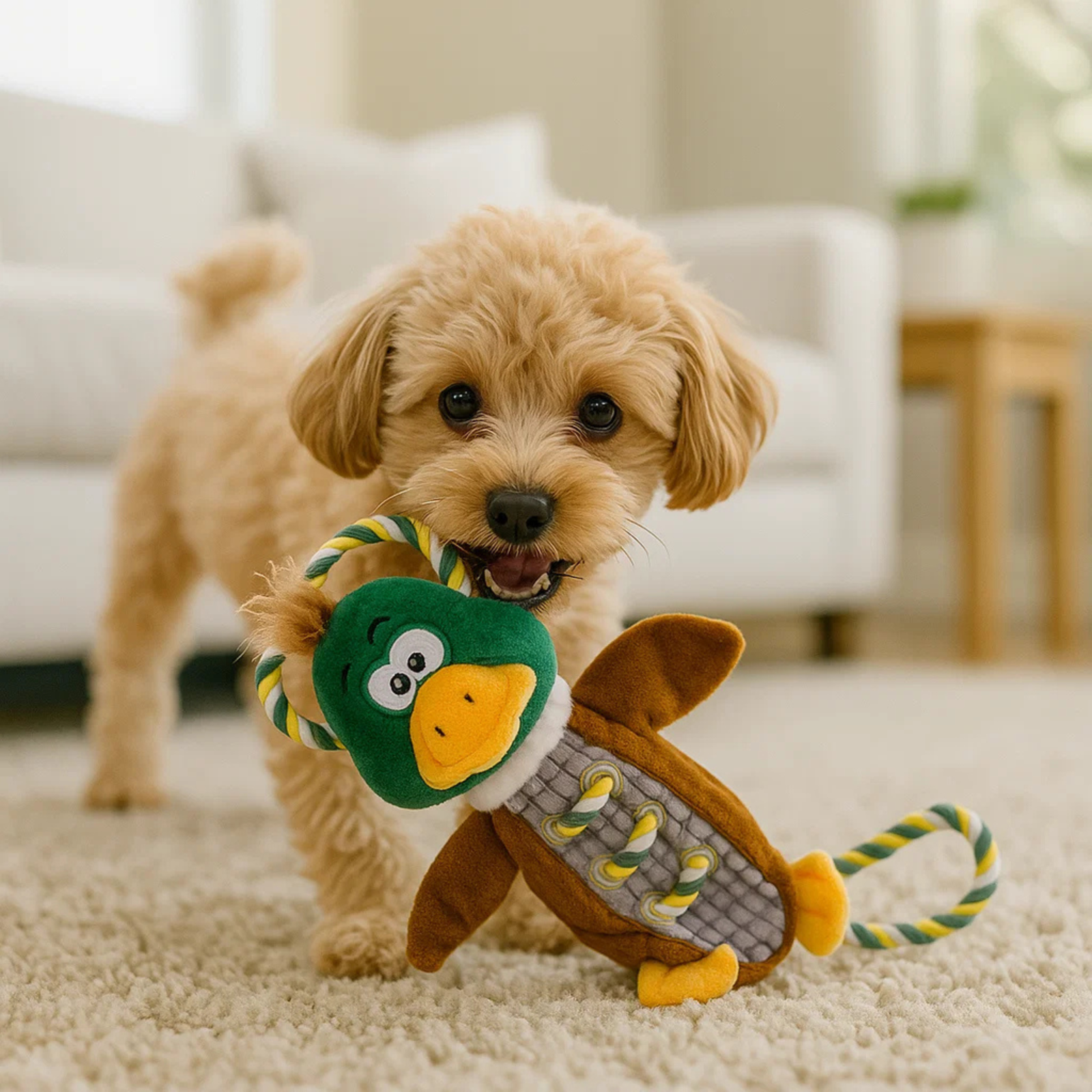 FOFOS Dog Toy Mallard Duck Rope Tug- Soft, Squeaky & Rope Toy product image 3 - Rufftail Pune