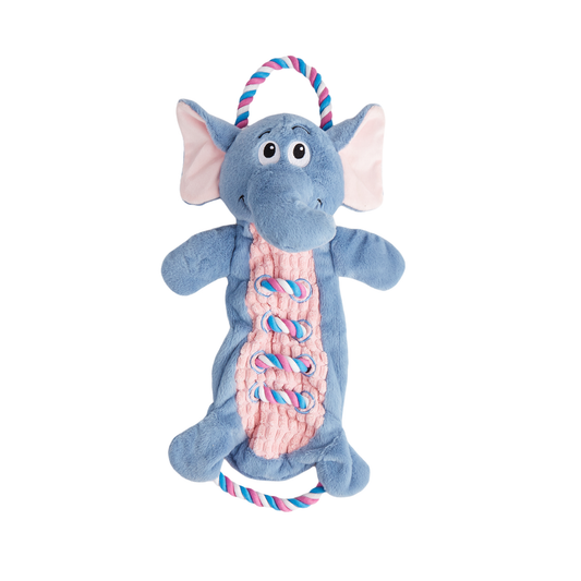 FOFOS Dog Toy Elephant Rope Tug - Soft, Squeaky & Rope Toy