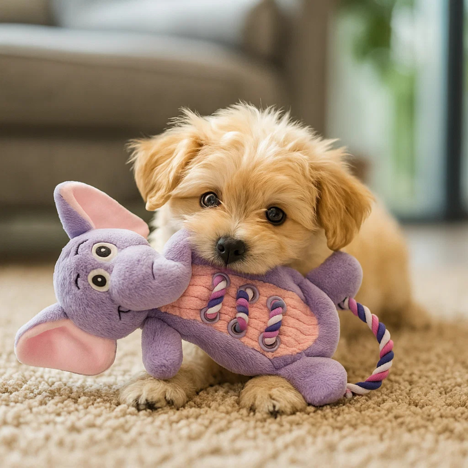FOFOS Elephant Rope Tug Squeaky Dog Toy product image 2 - Rufftail Pune